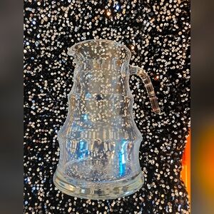 Poland Handcrafted Glass Crystal Pitcher Jug Bubble Base Poland  9" Irina
